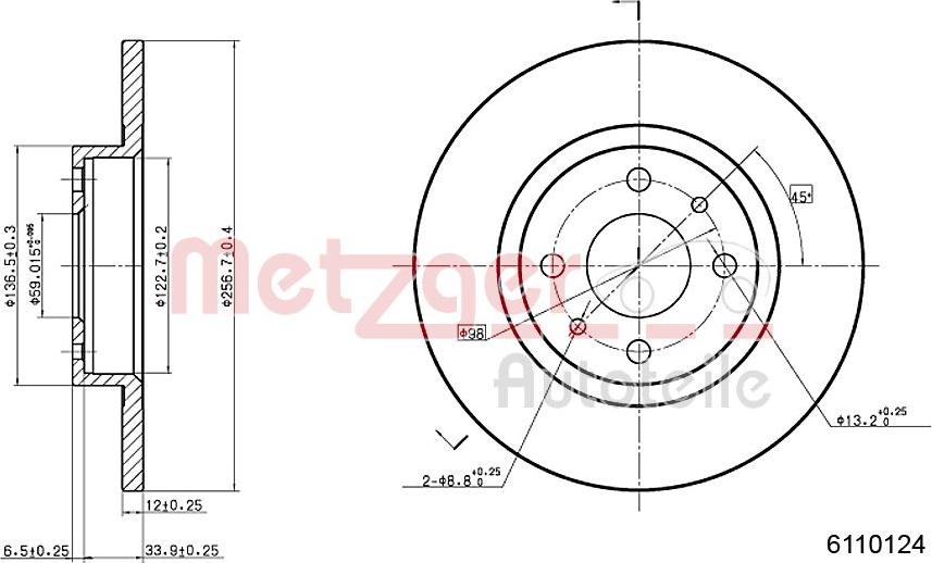 Metzger 6110124 - Kočioni disk www.molydon.hr