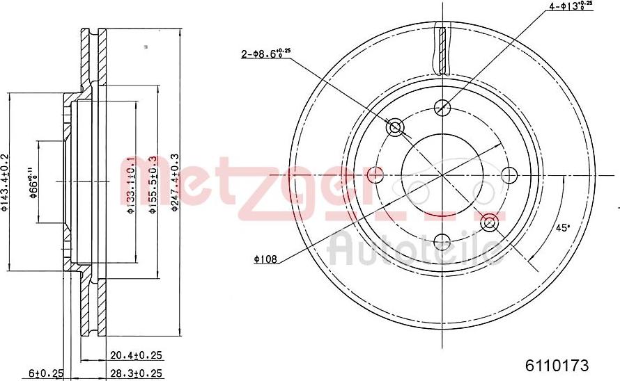 Metzger 6110173 - Kočioni disk www.molydon.hr