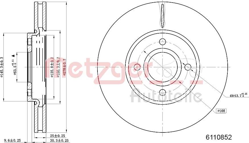 Metzger 6110852 - Kočioni disk www.molydon.hr