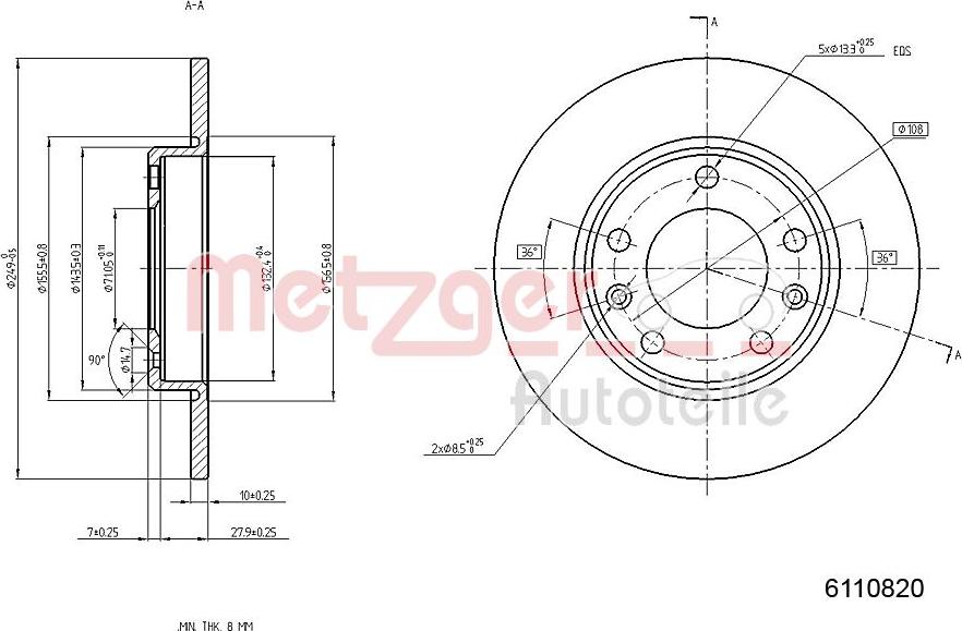 Metzger 6110820 - Kočioni disk www.molydon.hr