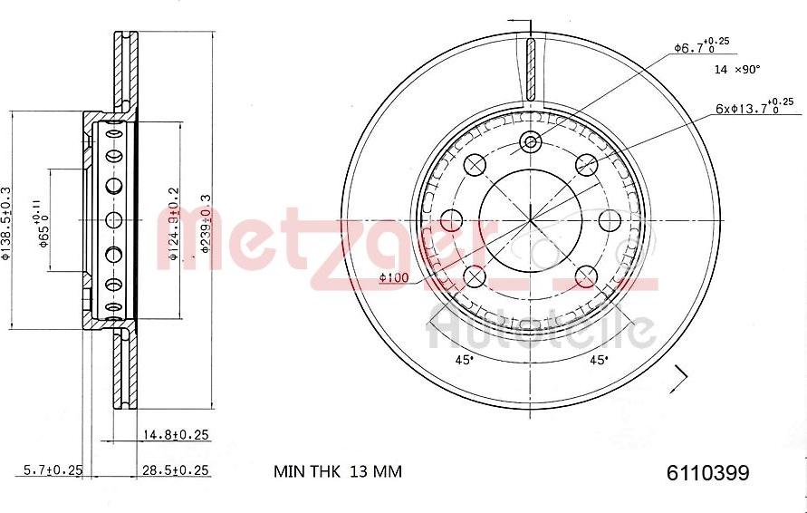 Metzger 6110399 - Kočioni disk www.molydon.hr