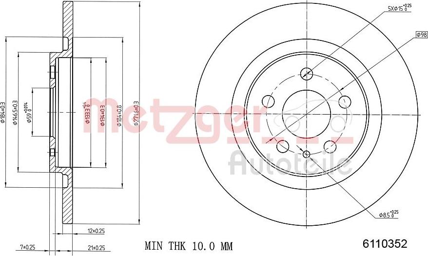 Metzger 6110352 - Kočioni disk www.molydon.hr