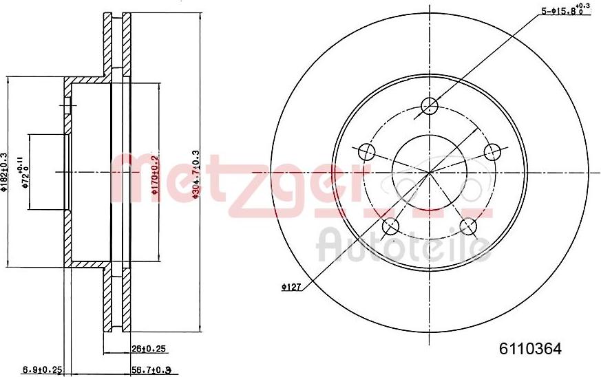 Metzger 6110364 - Kočioni disk www.molydon.hr