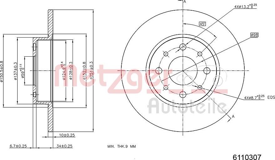 Metzger 6110307 - Kočioni disk www.molydon.hr