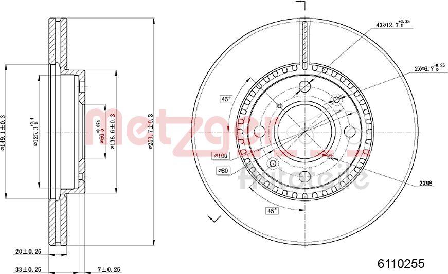 Metzger 6110255 - Kočioni disk www.molydon.hr