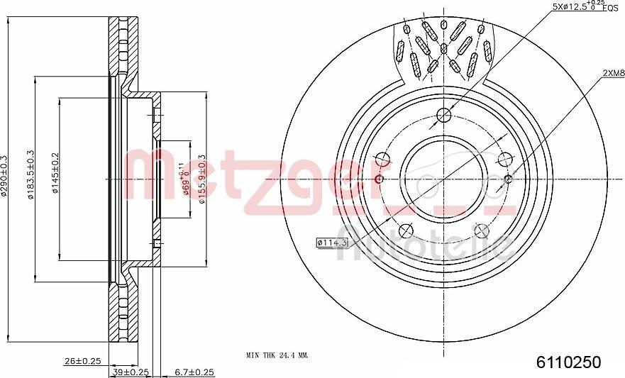 Metzger 6110250 - Kočioni disk www.molydon.hr