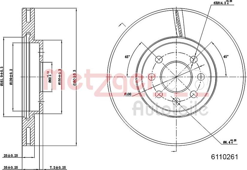 Metzger 6110261 - Kočioni disk www.molydon.hr