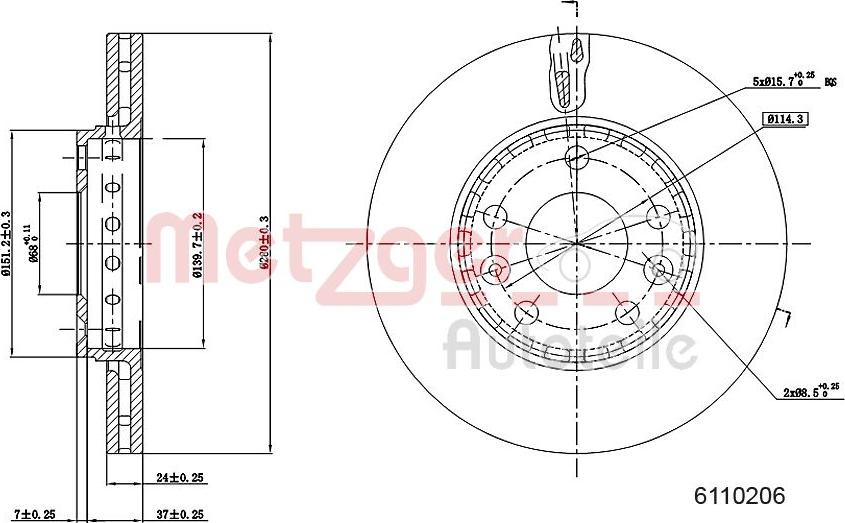 Metzger 6110206 - Kočioni disk www.molydon.hr