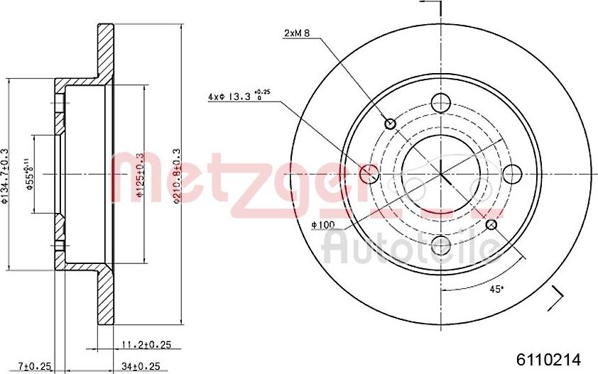 Metzger 6110214 - Kočioni disk www.molydon.hr