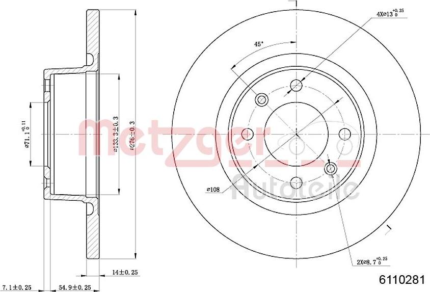 Metzger 6110281 - Kočioni disk www.molydon.hr