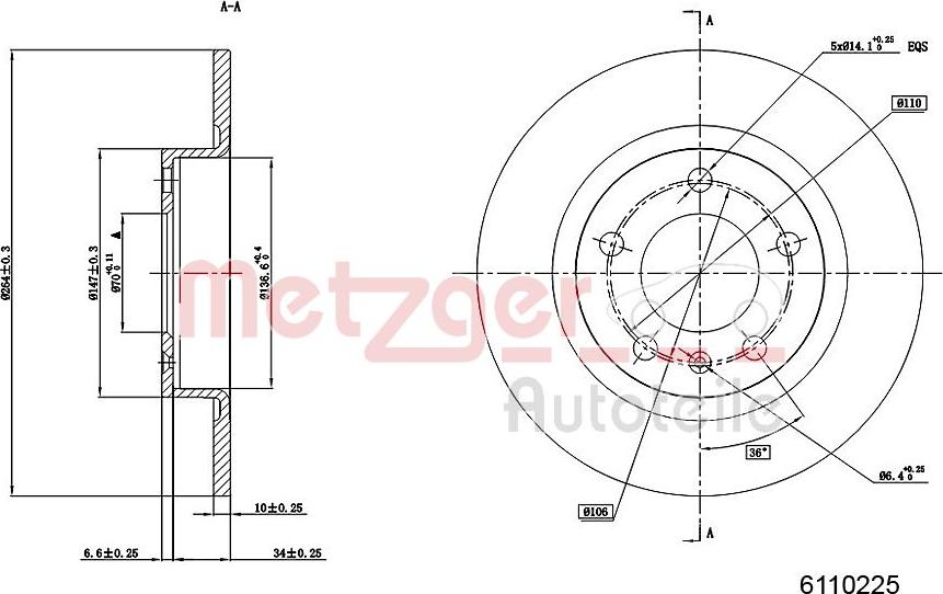 Metzger 6110225 - Kočioni disk www.molydon.hr