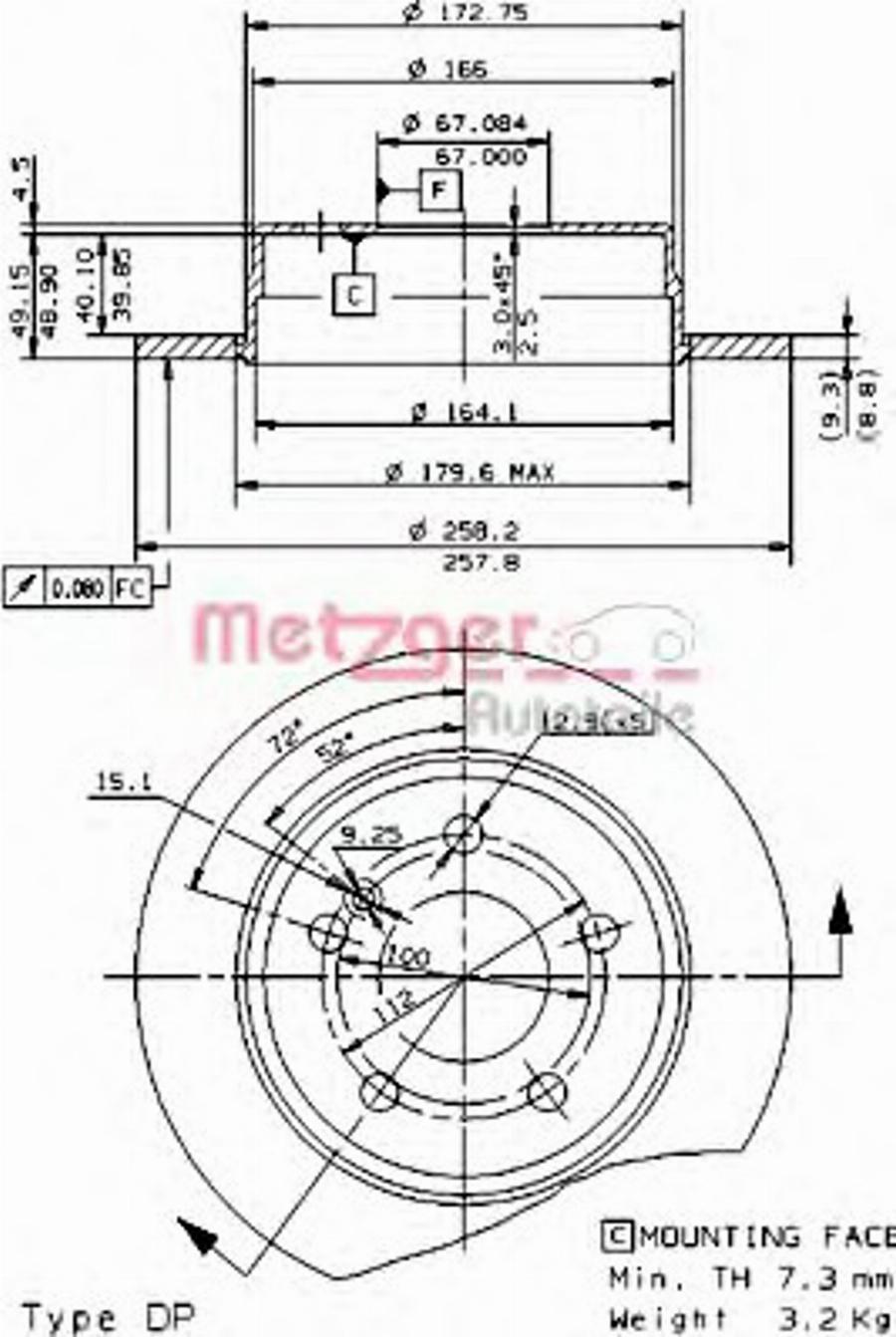 Metzger 14465E - Kočioni disk www.molydon.hr