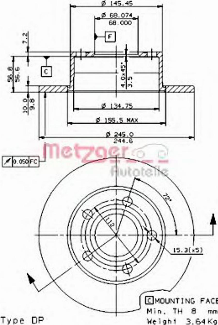 Metzger 14475V - Kočioni disk www.molydon.hr