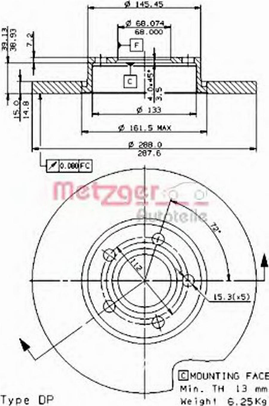 Metzger 14476E - Kočioni disk www.molydon.hr