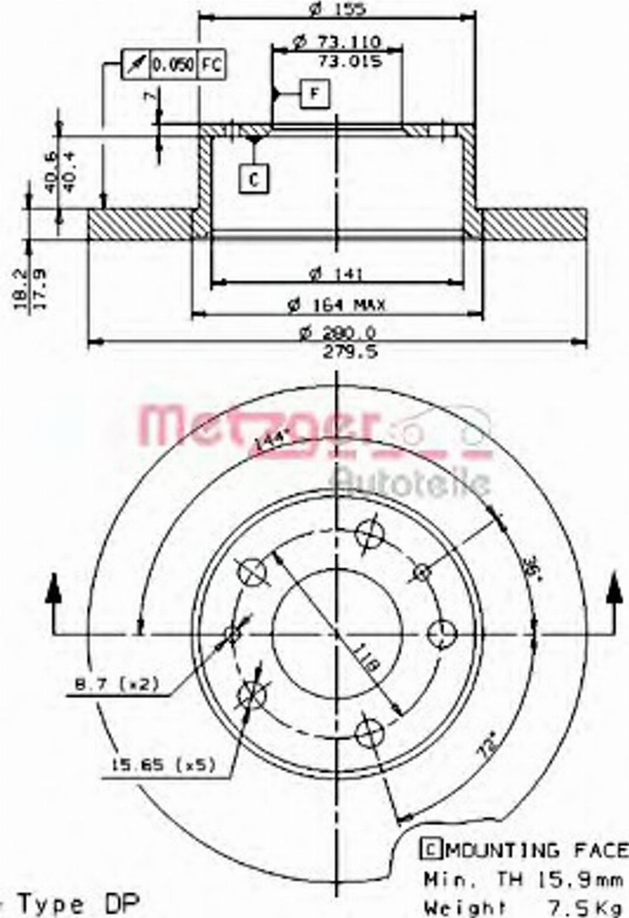 Metzger 14537 E - Kočioni disk www.molydon.hr