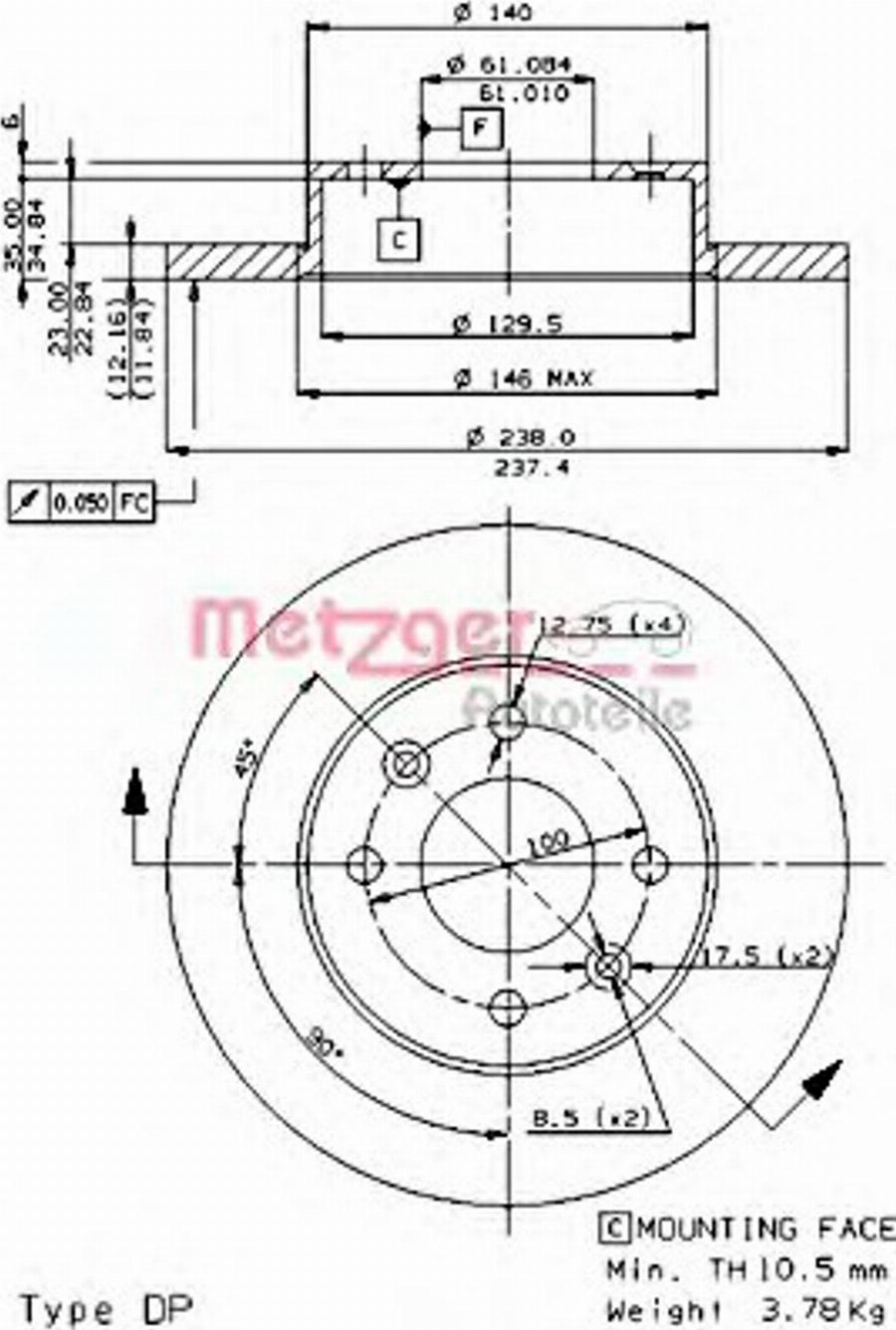 Metzger 14068E - Kočioni disk www.molydon.hr