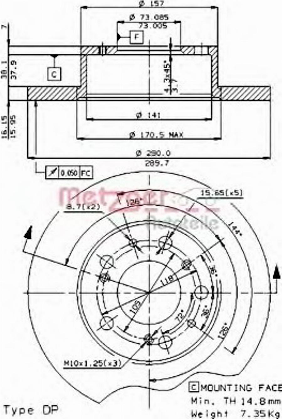 Metzger 14081 E - Kočioni disk www.molydon.hr