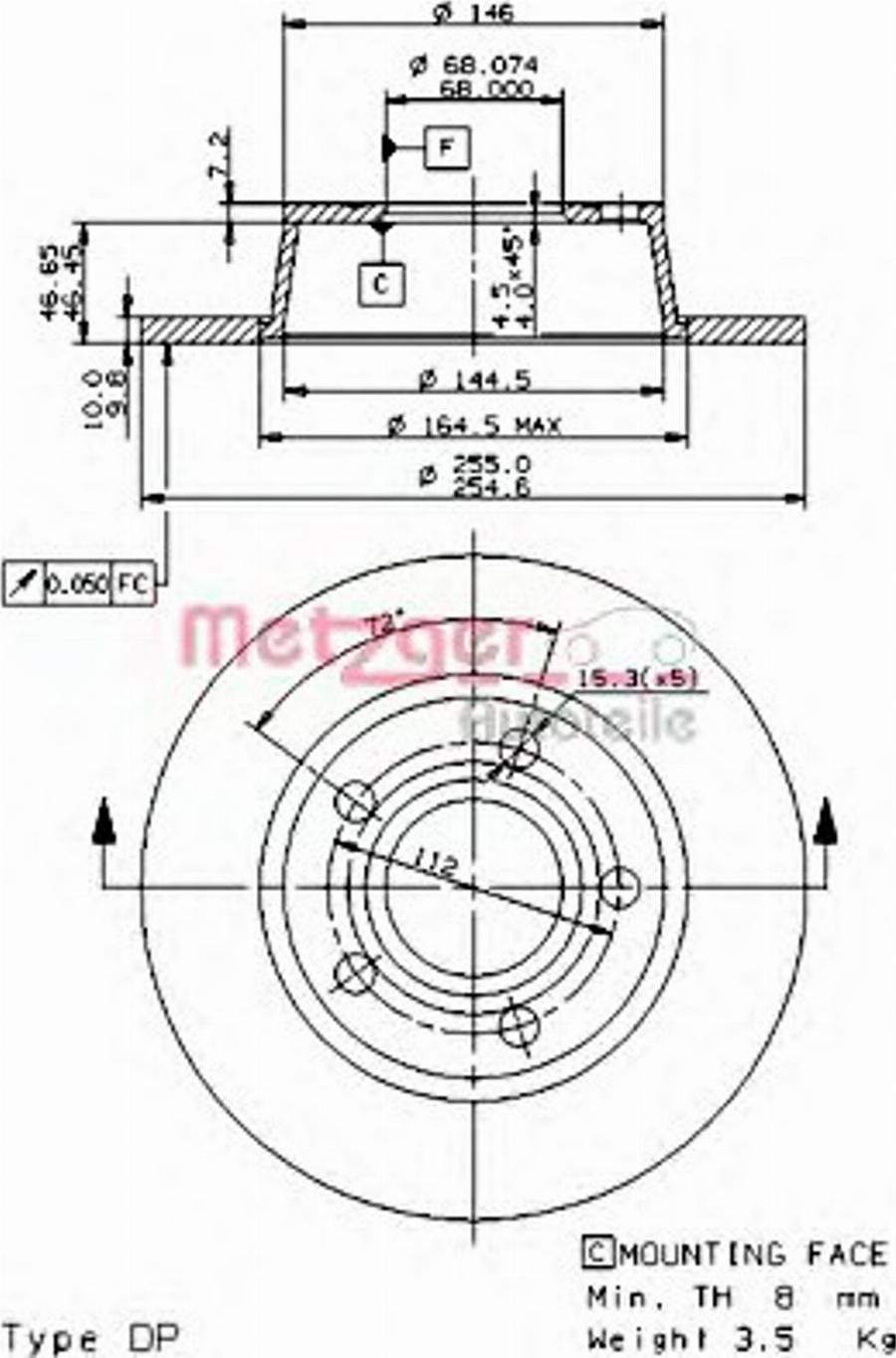 Metzger 14844V - Kočioni disk www.molydon.hr