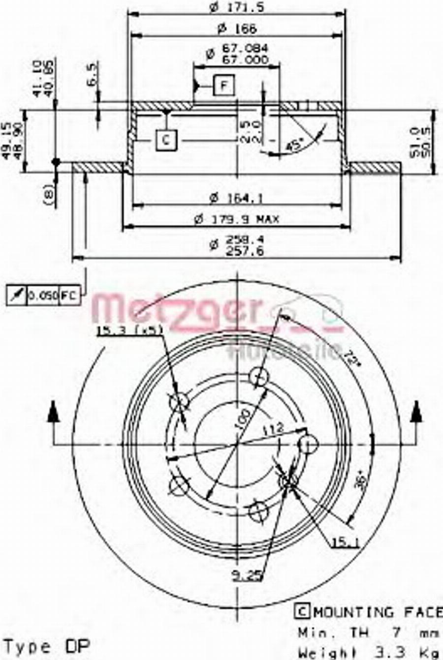 Metzger 14855 - Kočioni disk www.molydon.hr