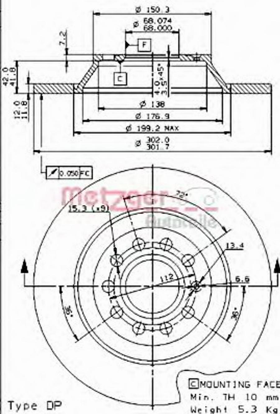 Metzger 14850 - Kočioni disk www.molydon.hr