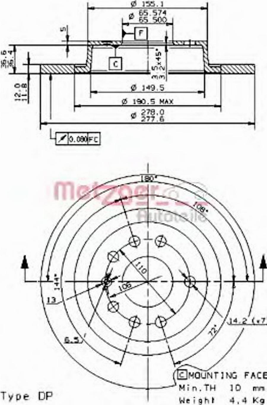 Metzger 14853 V - Kočioni disk www.molydon.hr