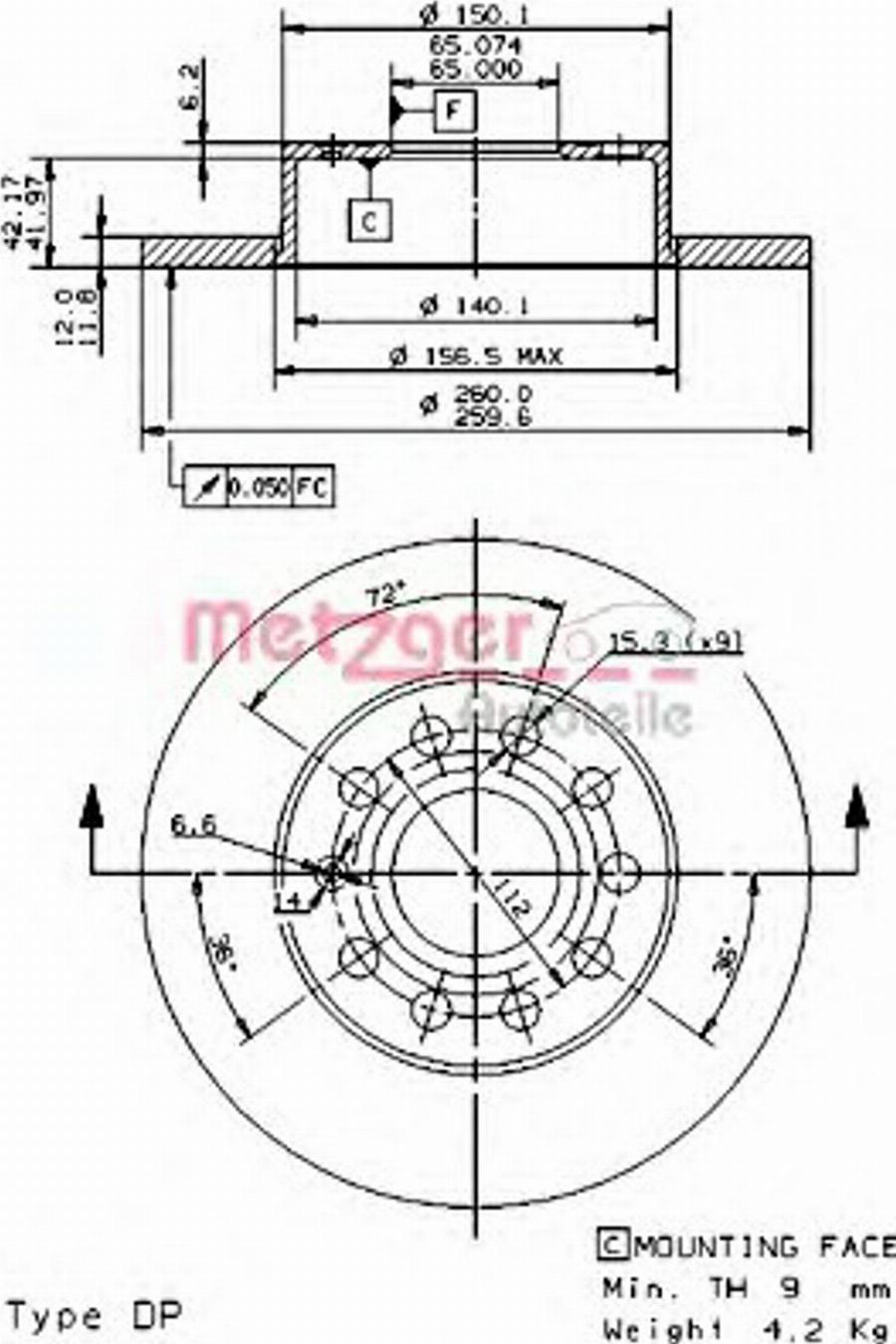 Metzger 14852 V - Kočioni disk www.molydon.hr