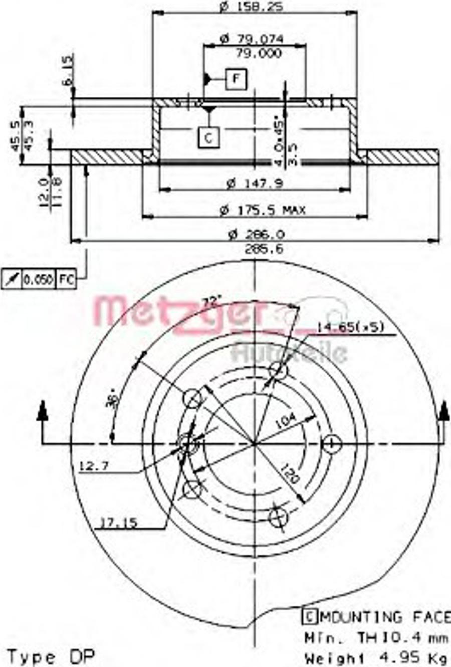 Metzger 14306 E - Kočioni disk www.molydon.hr