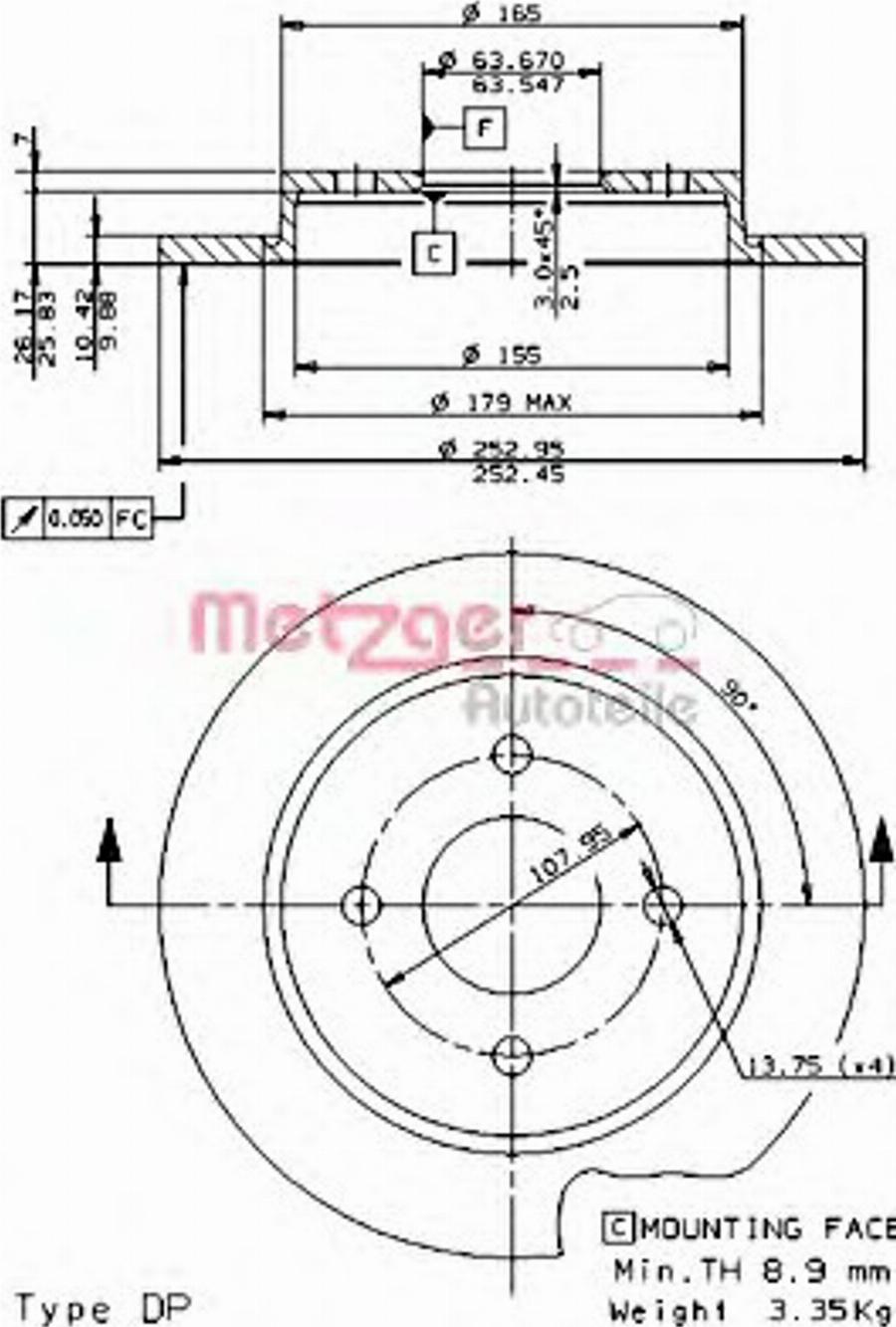 Metzger 14331E - Kočioni disk www.molydon.hr