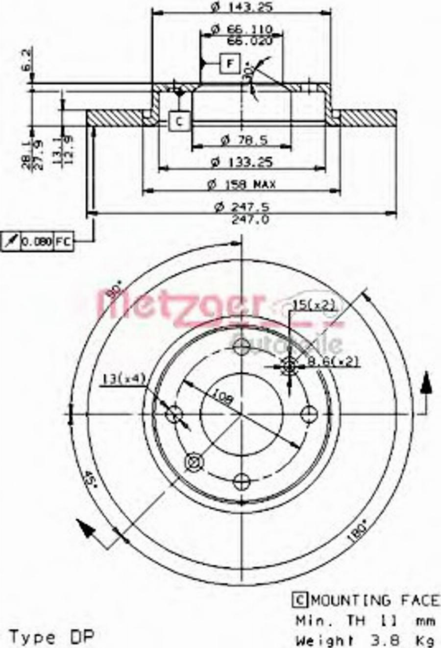 Metzger 14721E - Kočioni disk www.molydon.hr