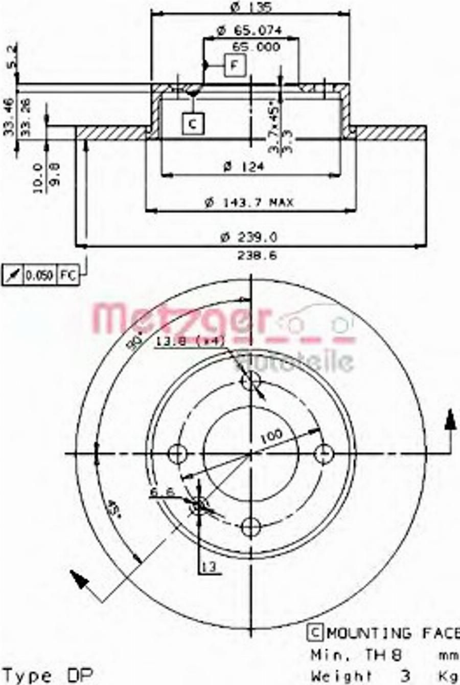 Metzger 16400E - Kočioni disk www.molydon.hr