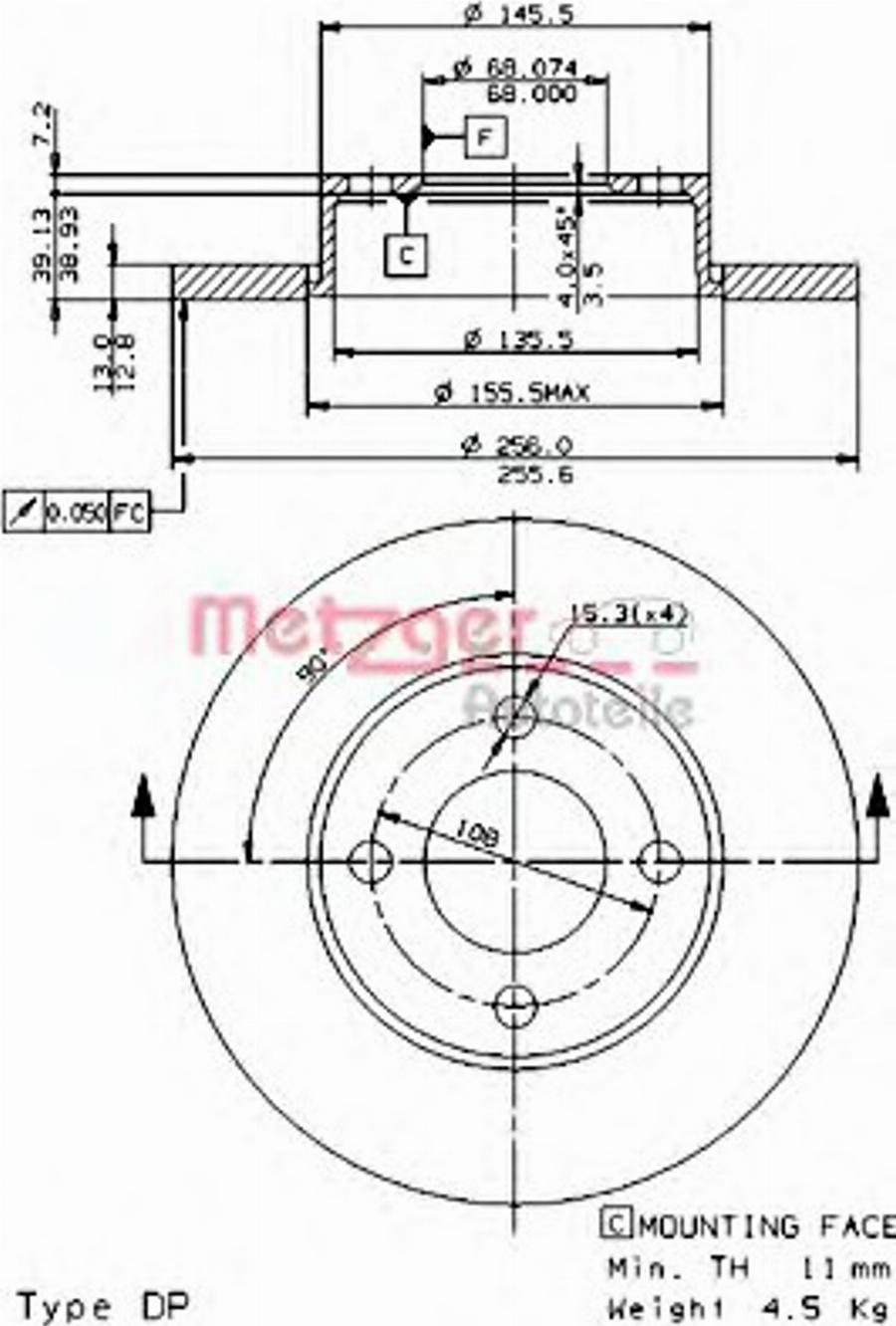 Metzger 10025 E - Kočioni disk www.molydon.hr