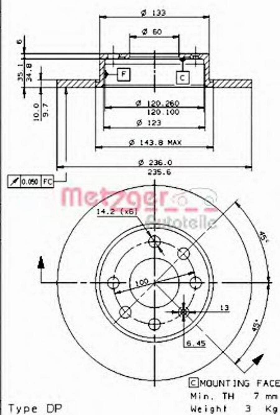 Metzger 10129E - Kočioni disk www.molydon.hr