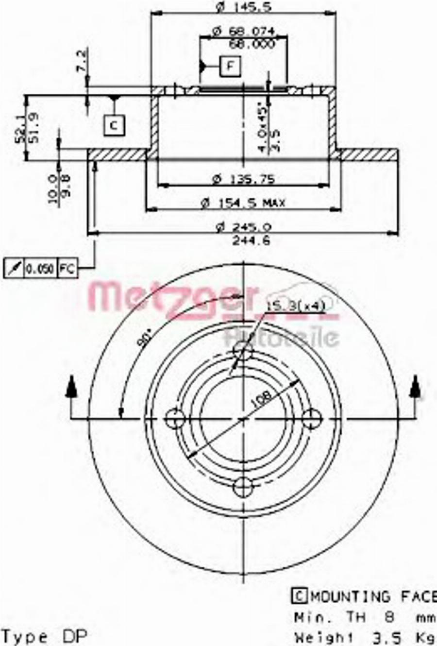 Metzger 10217E - Kočioni disk www.molydon.hr