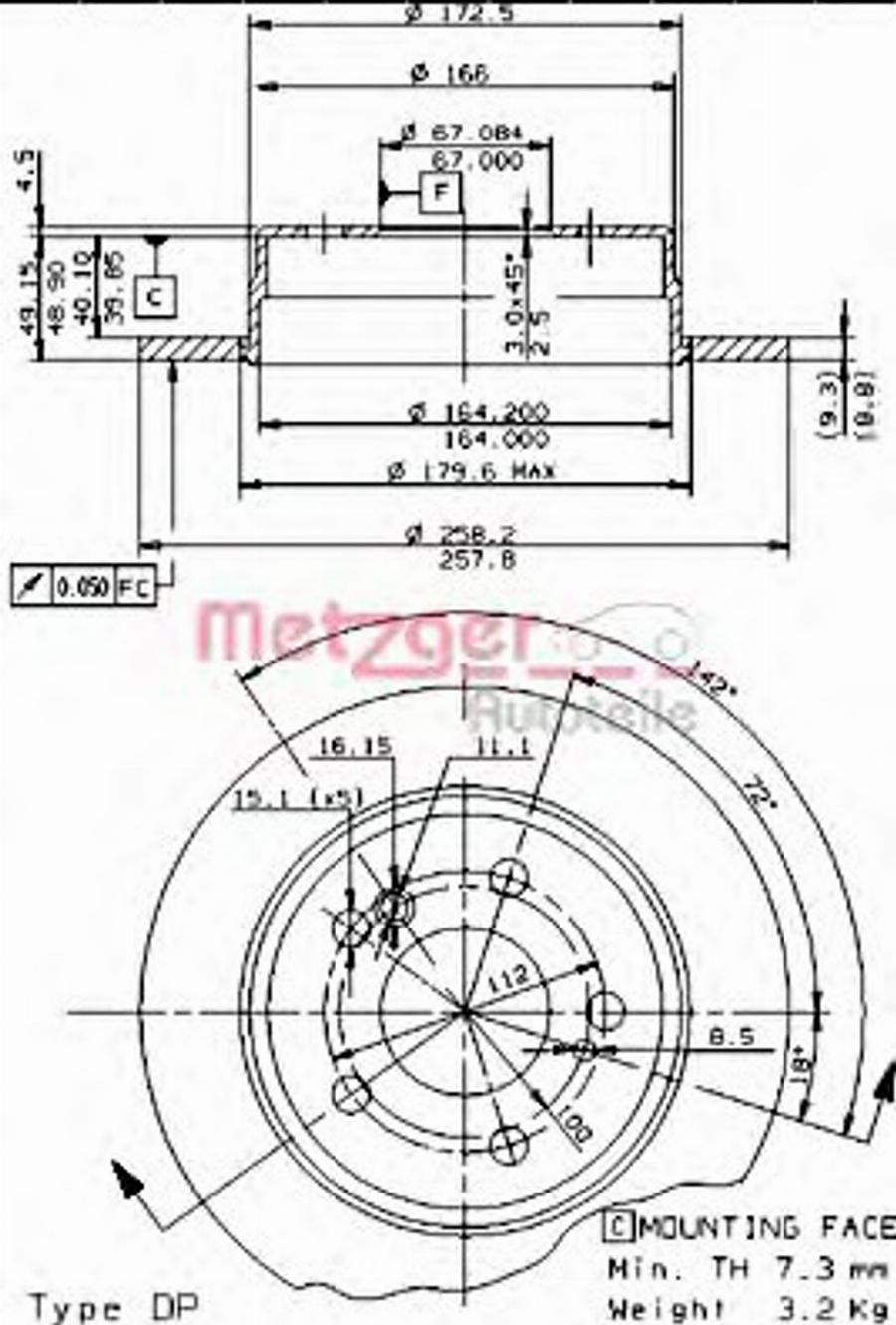 Metzger 10276E - Kočioni disk www.molydon.hr