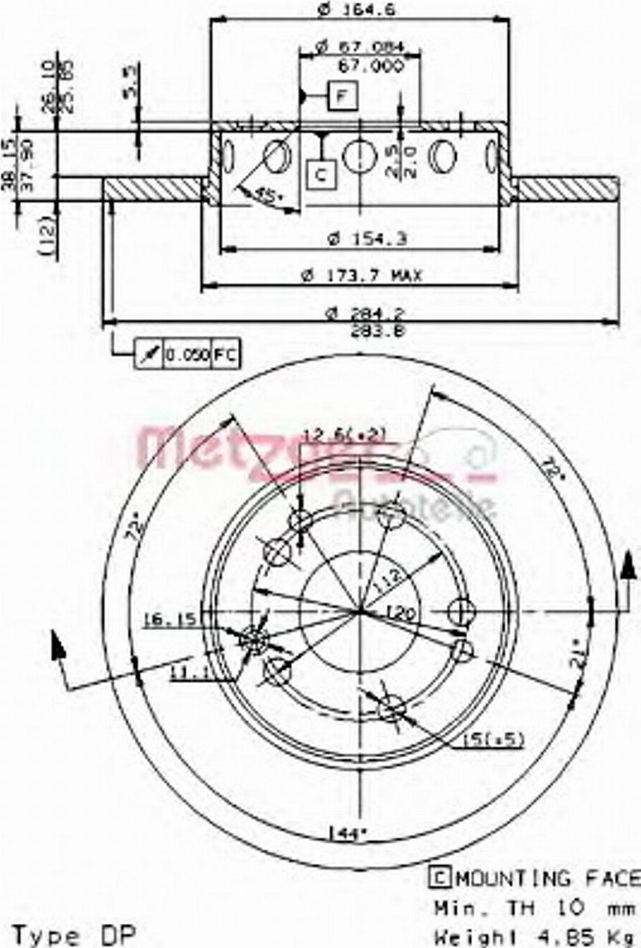 Metzger 10278E - Kočioni disk www.molydon.hr