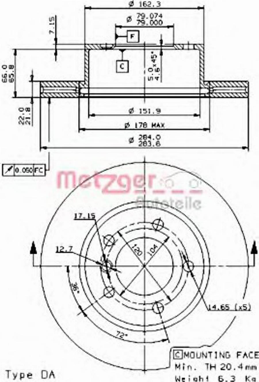 Metzger 24945E - Kočioni disk www.molydon.hr