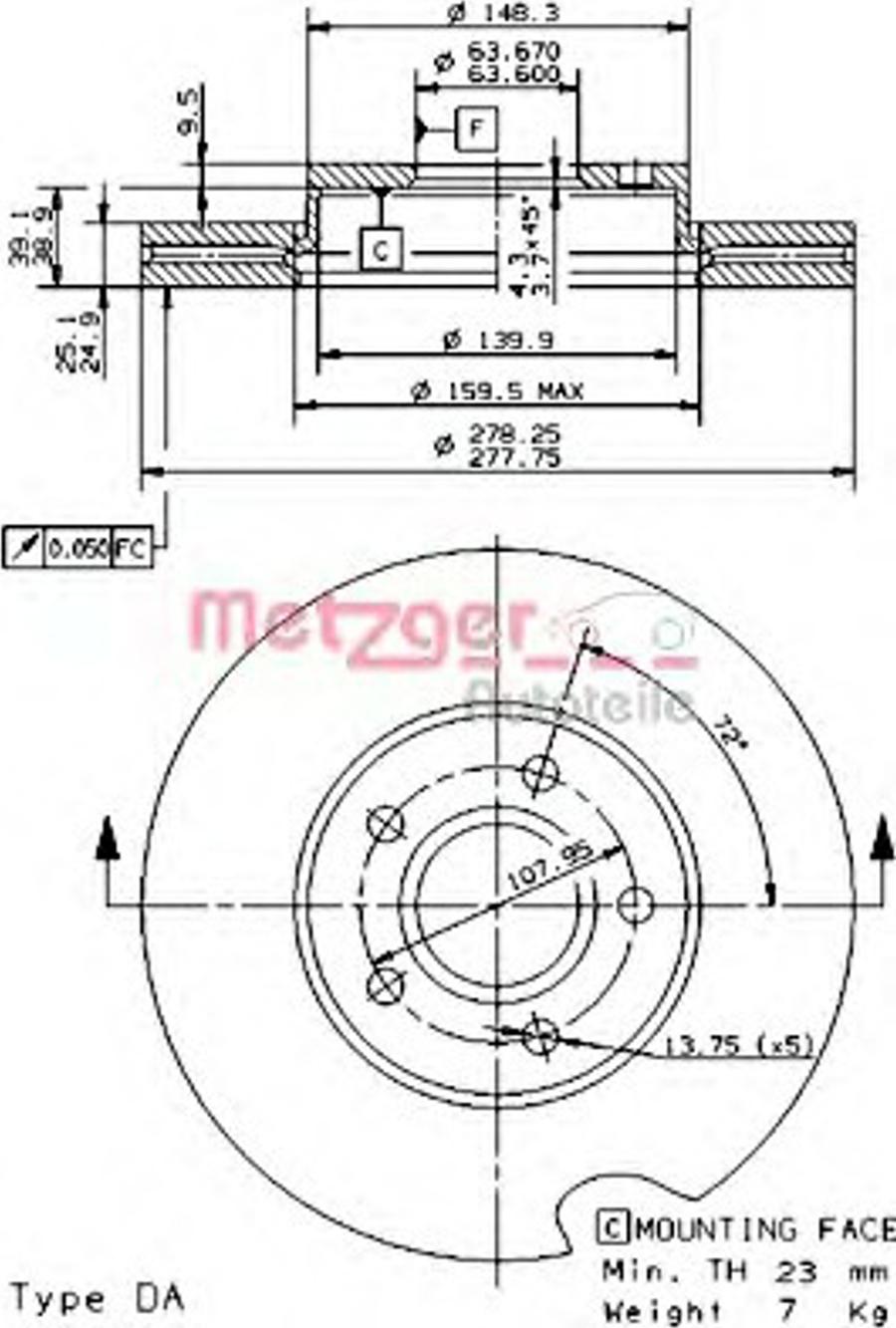 Metzger 24919V - Kočioni disk www.molydon.hr