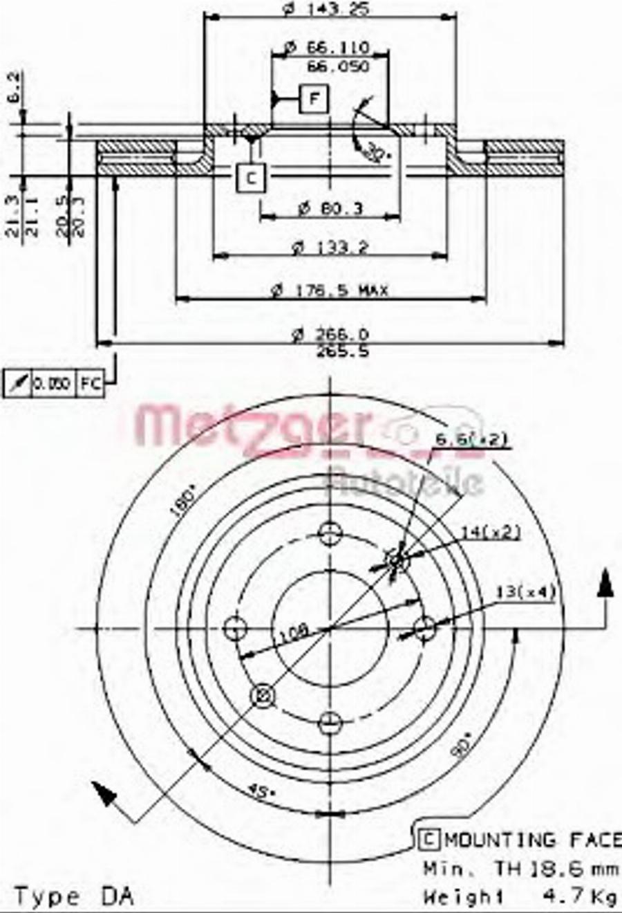 Metzger 24914E - Kočioni disk www.molydon.hr