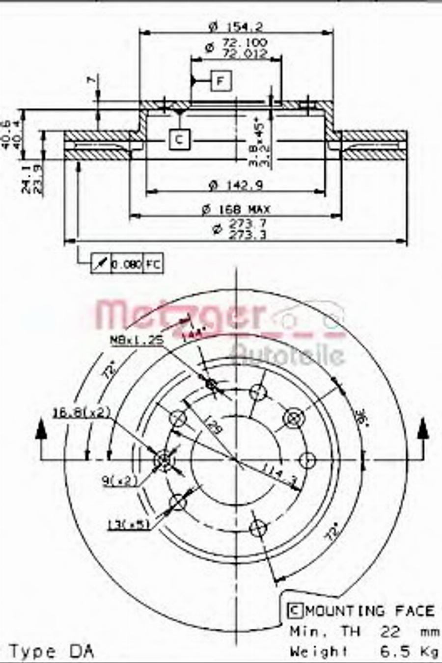 Metzger 24935E - Kočioni disk www.molydon.hr