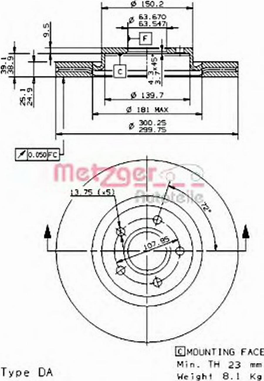 Metzger 24925V - Kočioni disk www.molydon.hr