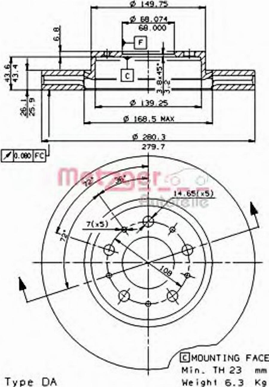 Metzger 24453V - Kočioni disk www.molydon.hr