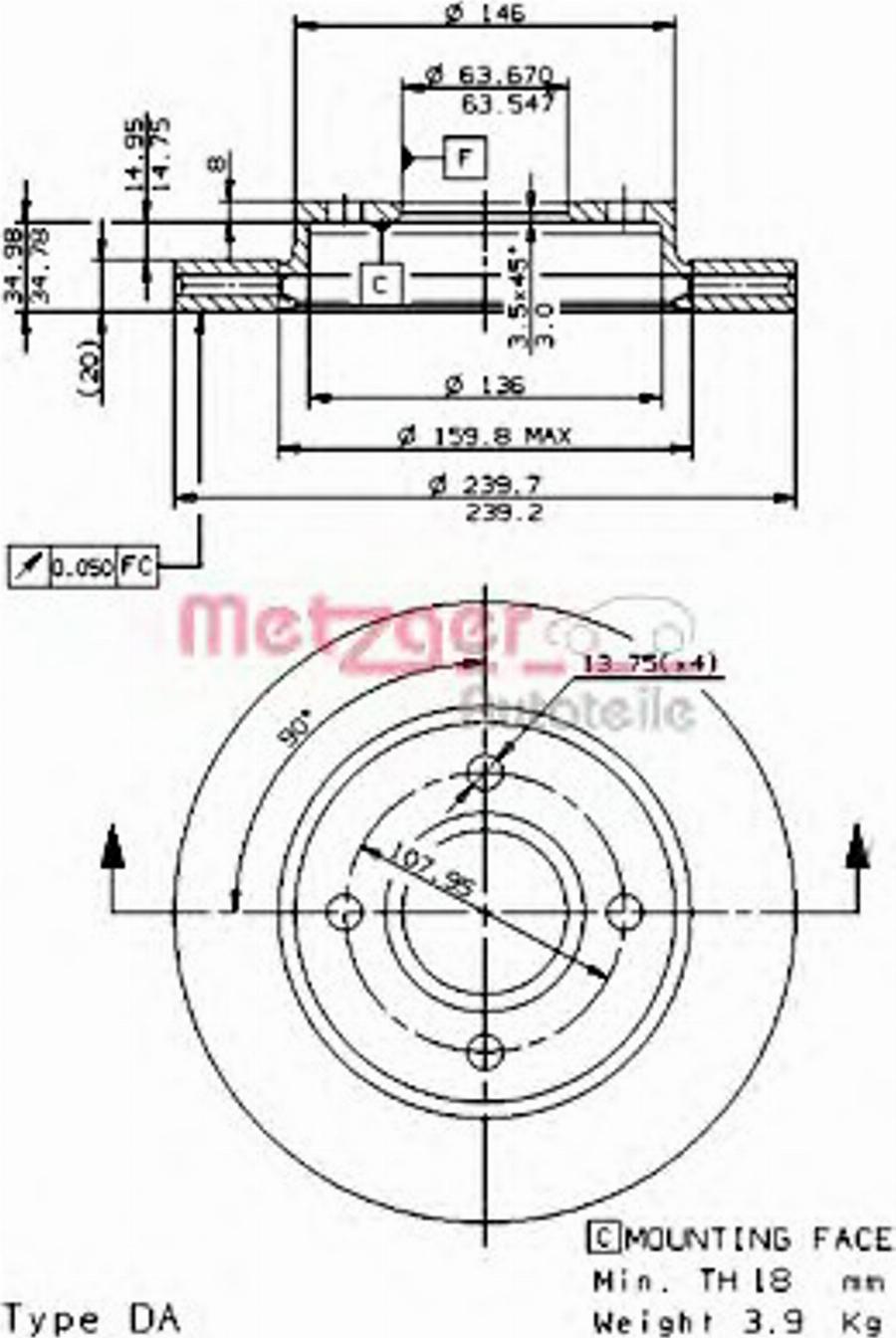 Metzger 24596E - Kočioni disk www.molydon.hr