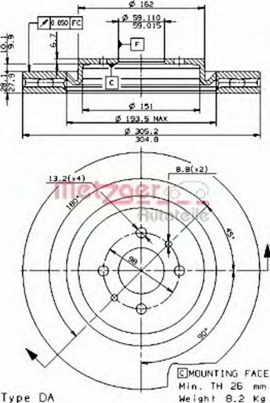 Metzger 24697V - Kočioni disk www.molydon.hr