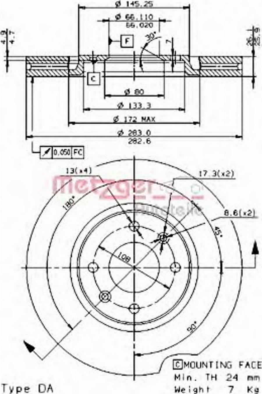 Metzger 24649E - Kočioni disk www.molydon.hr