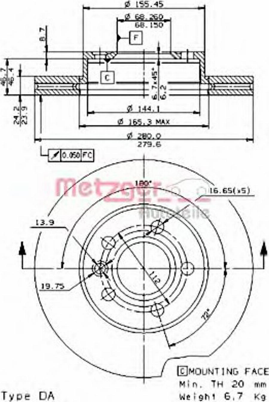 Metzger 24689E - Kočioni disk www.molydon.hr