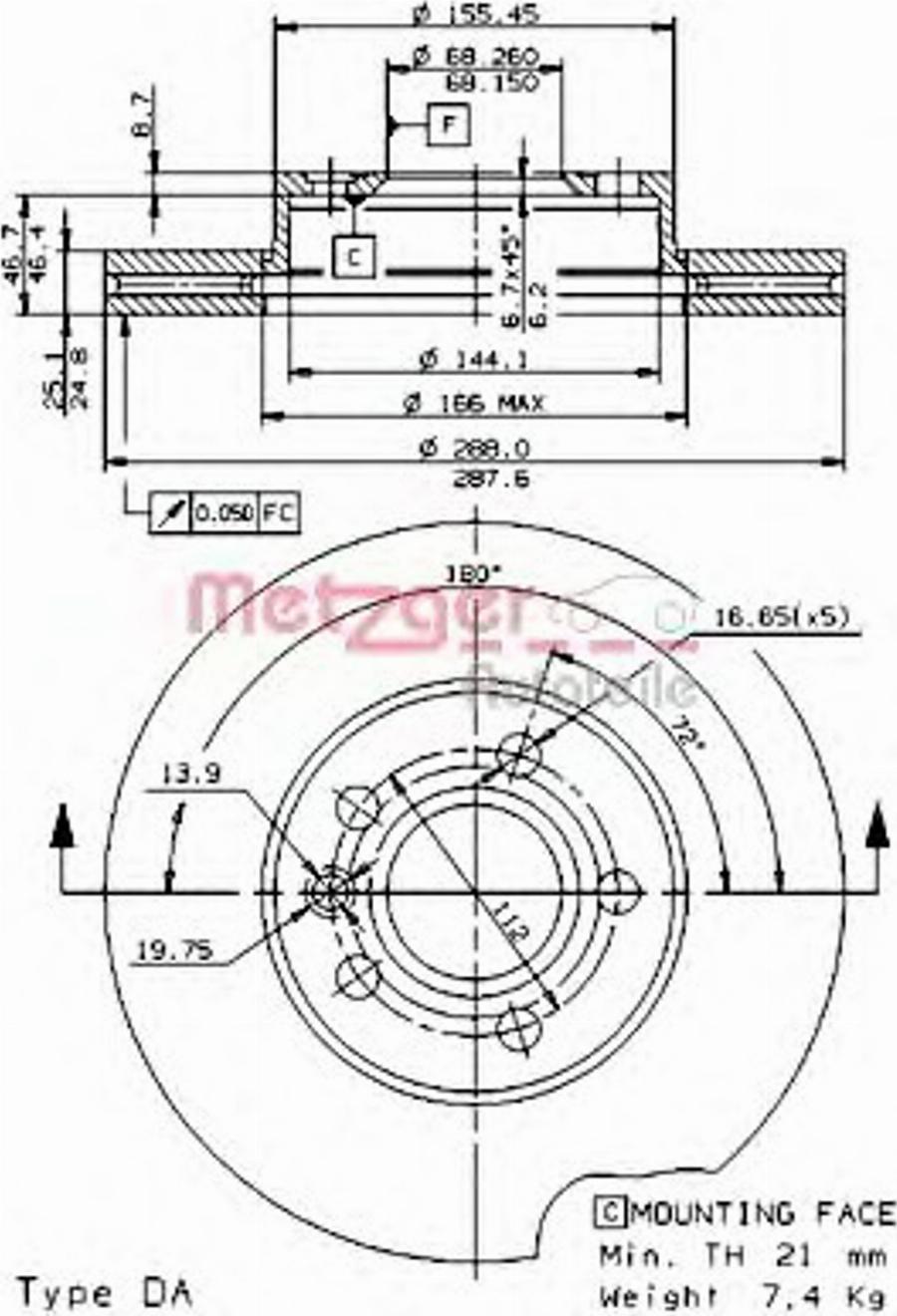 Metzger 24628E - Kočioni disk www.molydon.hr