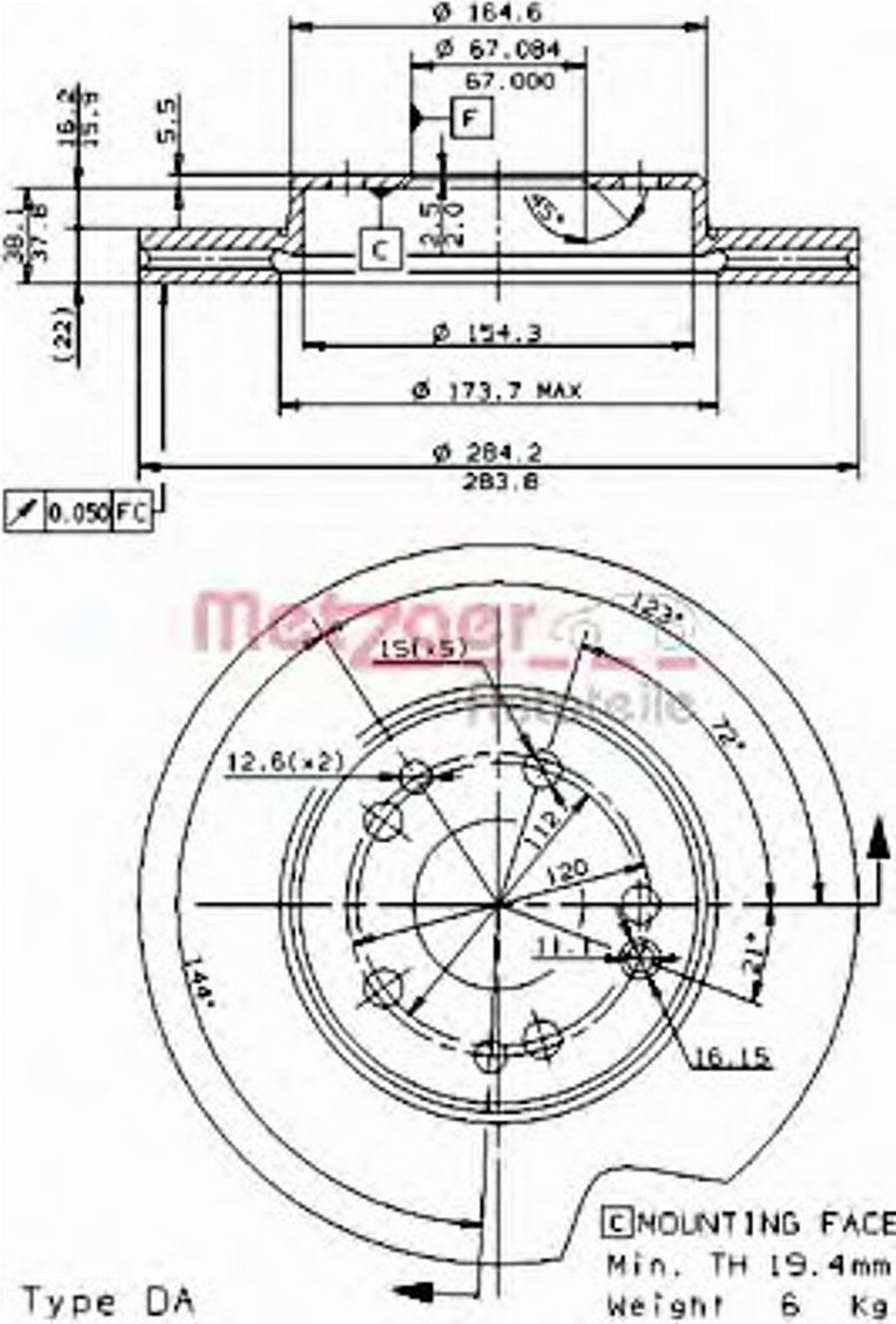 Metzger 24182E - Kočioni disk www.molydon.hr