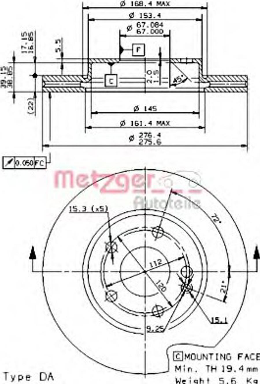 Metzger 24851E - Kočioni disk www.molydon.hr