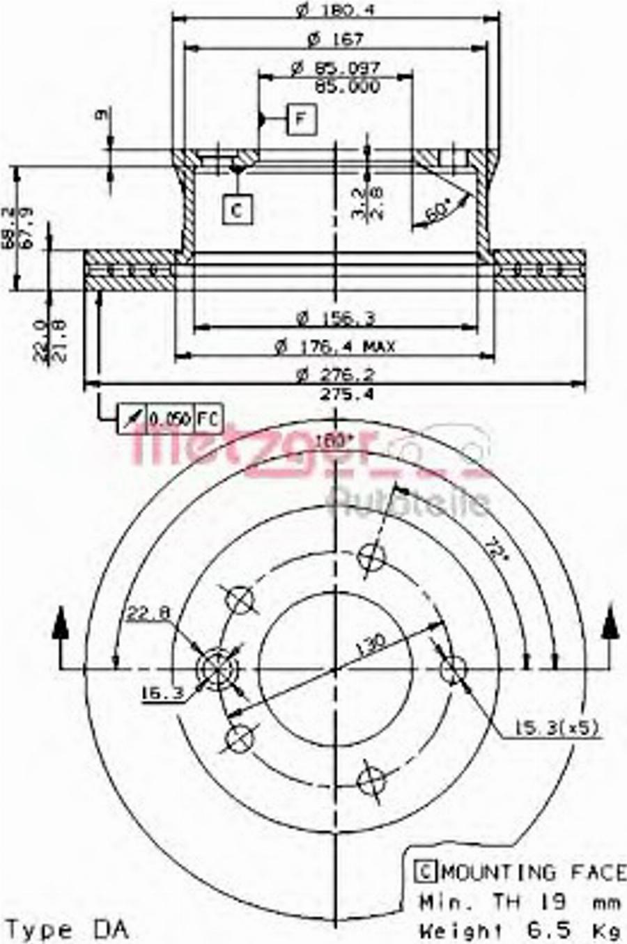 Metzger 24804 E - Kočioni disk www.molydon.hr