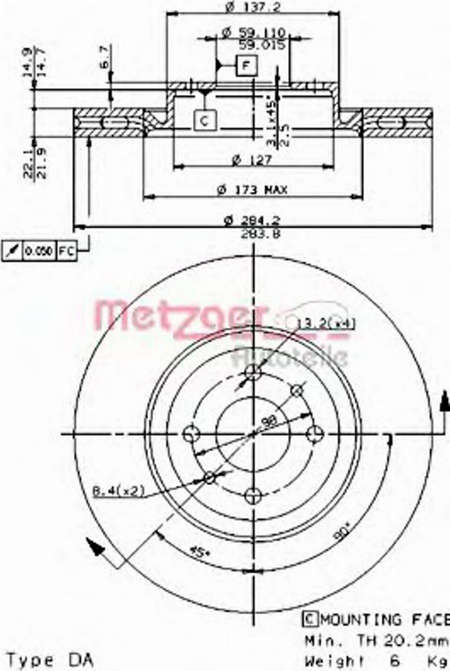 Metzger 24242E - Kočioni disk www.molydon.hr